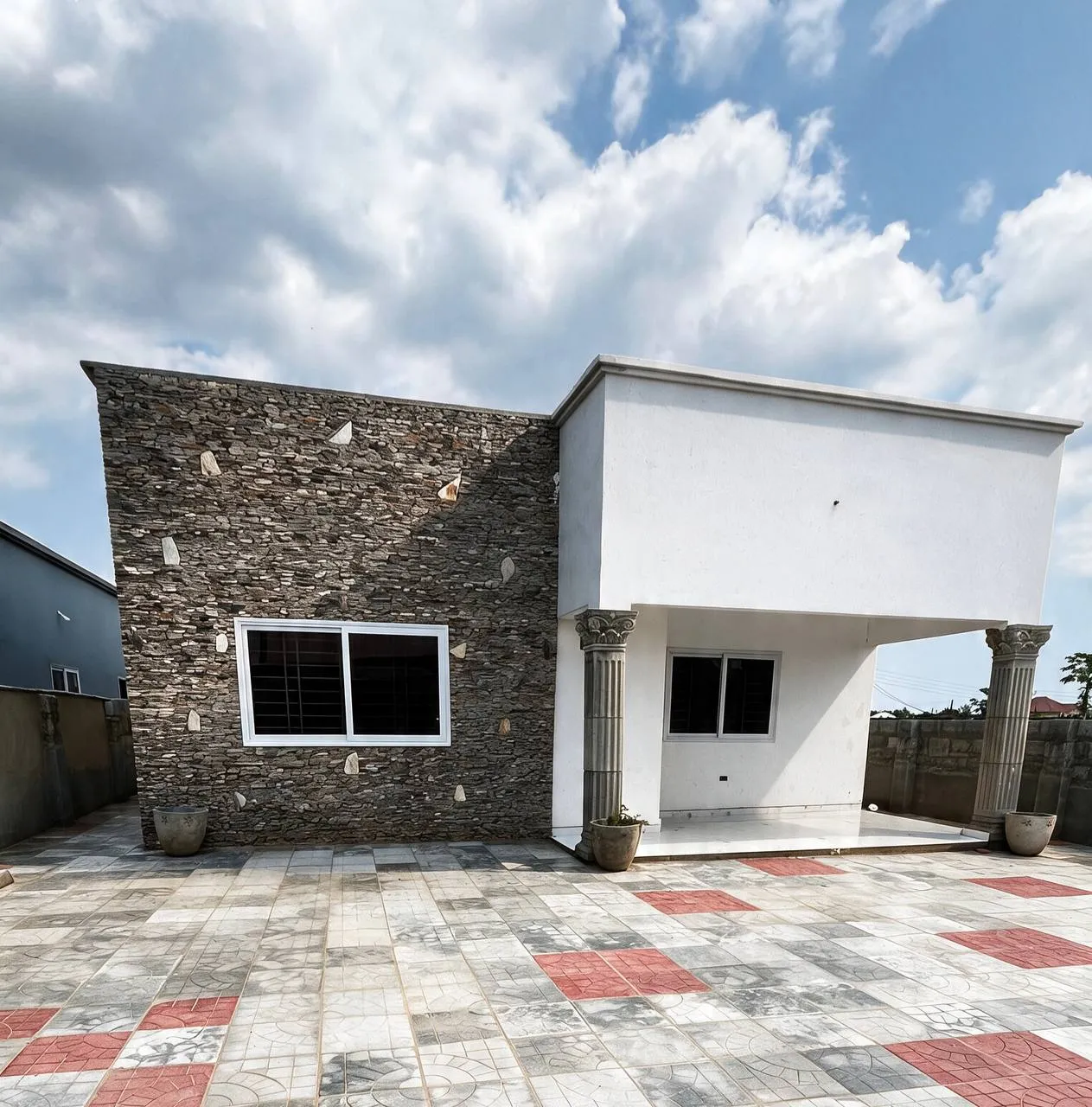 A completed modern residential home built by K.Gyimah